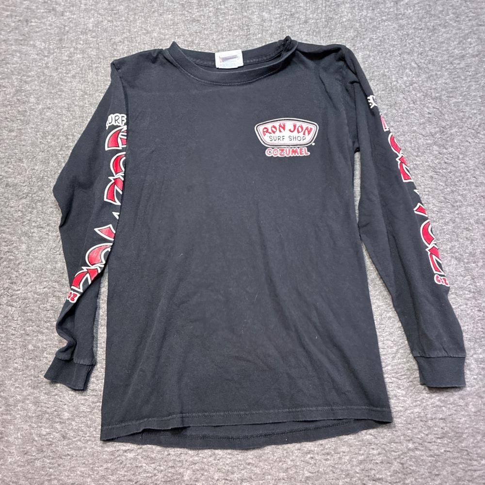 VTG Ron Jon Surf Shop Long Sleeve T-Shirt Men Small Black Cozumel Mexico Graphic